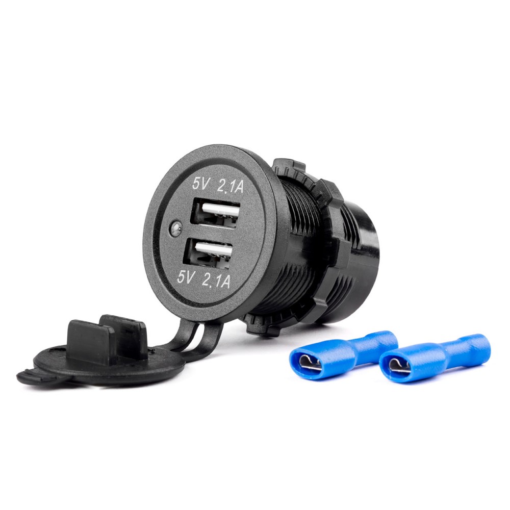 LAMPA ΠΡΙΖΑ ΜΕ 2 ΘΥΡΕΣ USB 12/24V – 2x5V/2.1A Φ37mmX51mm MOD-04 AMIO 02854