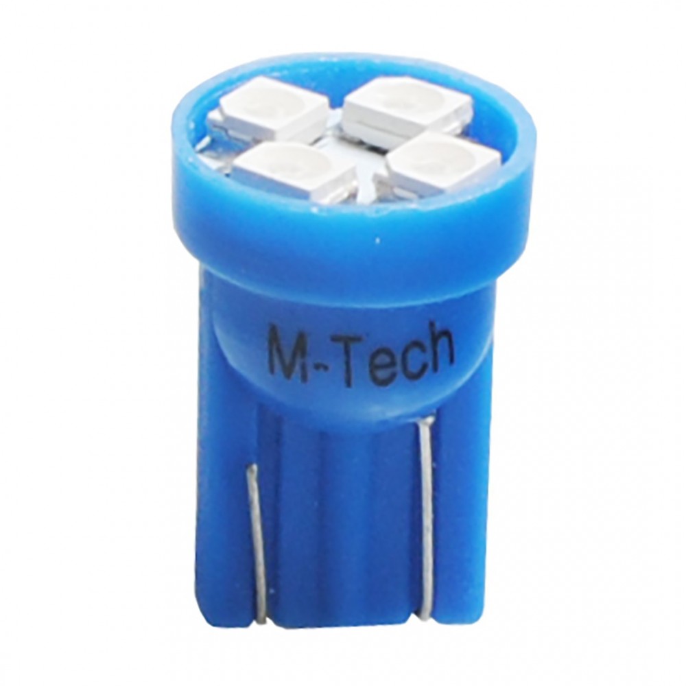 LAMPA ΛΑΜΠΑ LED 12V T10 ΑΚΑΛΥΚΕΣ (ΣΕΤ 2 ΤΕΜ) 4SMD ΜΠΛΕ