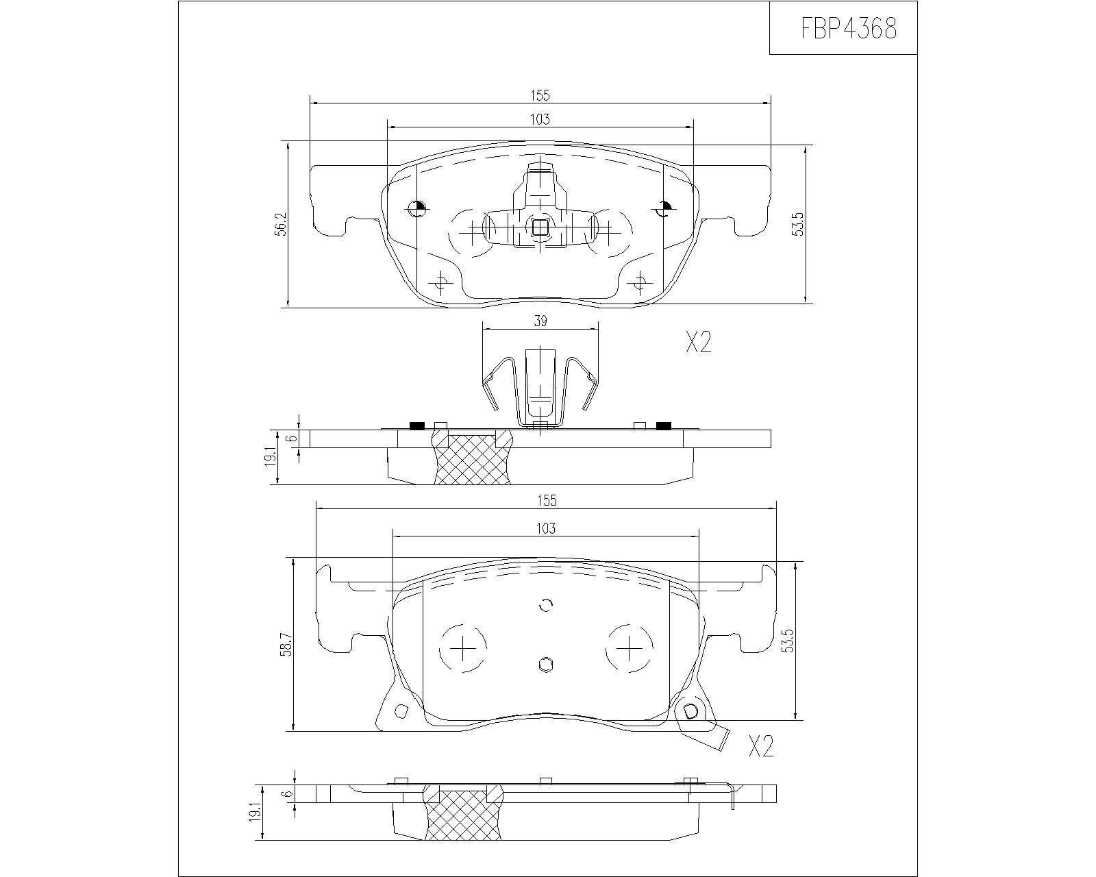 ΤΑΚΑΚΙΑ ΦΡΕΝΩΝ ΕΜΠΡ. FBP4368 OPEL ASTRA K (B16) 2015-2019 (1681.02)