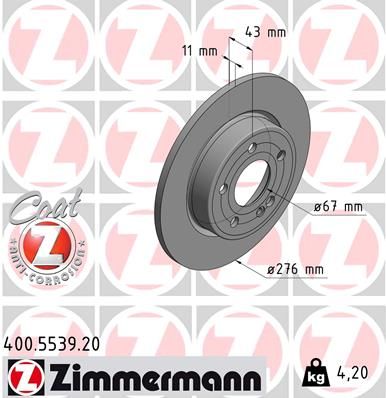 ΔΙΣΚΟΠΛΑΚΕΣ ΠΙΣΩ M/S W177- W247 ΑΠΛΗ (5539.20) 276*43*11*5ΤΡΥΠ