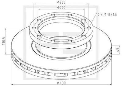 ΔΙΣΚΟΠΛΑΚΕΣ ΕΜΠ.-ΠΙΣΩ ΑΕΡ. 466.100-00A NEOPLAN-BOVA Φ430*45*37*200